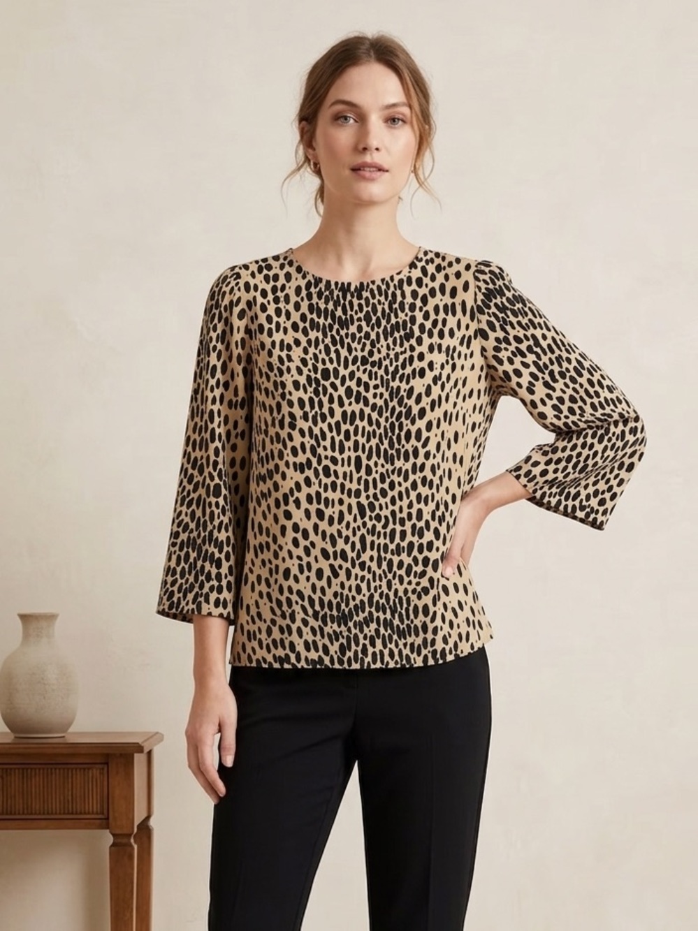 J. CREW Leopard Print Long Sleeve Blouse